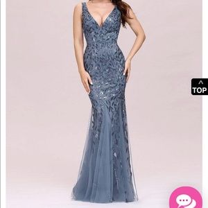 Dusty blue mermaid style dress